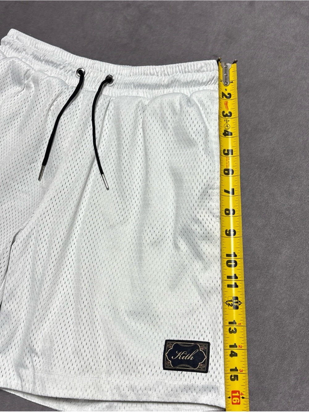 Kith Curtis Mesh Shorts White Script Logo Patch Gym Casual Men's Size Medium - Picture 6 of 13